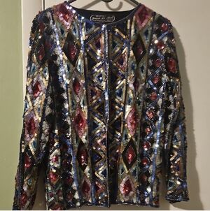 Stunning Sequin Vintage Geometric Jacket Joseph Le Bon | Size: Large